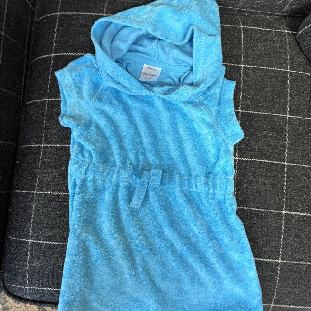 Blue Hooded Terry Cloth Dress